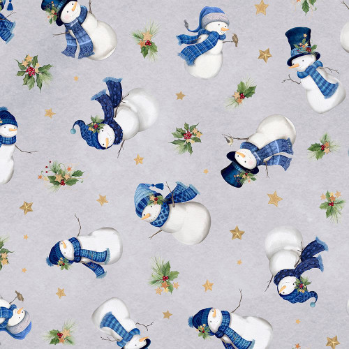 Wilmington Prints Let it Snow-Man! Danielle Leone Snowmen Toss Grey