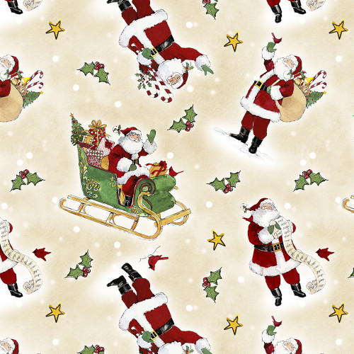 Wilmington Prints The Jolly North Anne Tavoletti Tossed Santas Cream