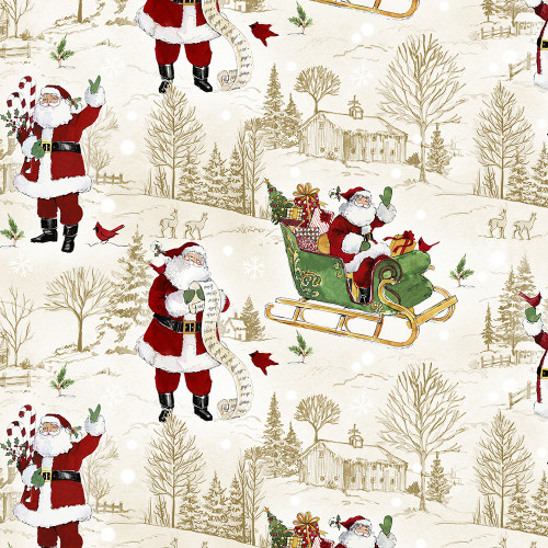 Wilmington Prints The Jolly North Anne Tavoletti Scenic Toile and Santas Cream