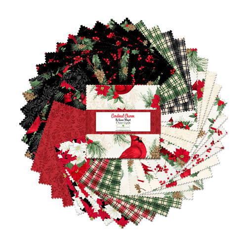 Wilmington Prints Cardinal Charm Susan Winget Charm Pack Five Inch Squares