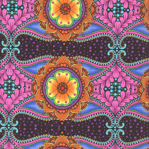 Quilting Treasures Carnivale  Decorative Stripe Black