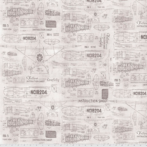 Free Spirit Fabrics Monochrome by Tim Holtz Model Airplanes - Parchment