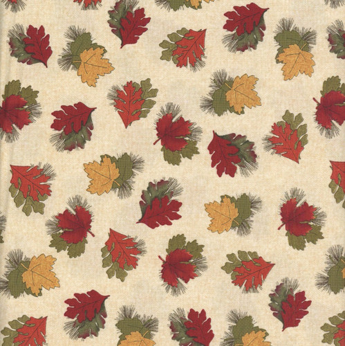 Benartex Fabrics A Walk In The Forest  Cheryl Haynes Forest Leaves Cream Multi