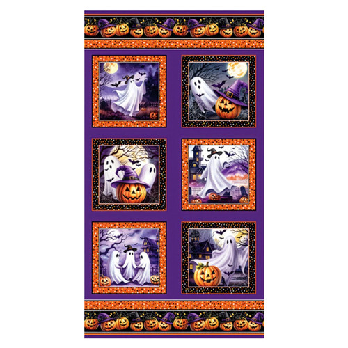 Benartex Fabrics Ghostly Soiree Nicole DeCamp Ghostly Panel Purple