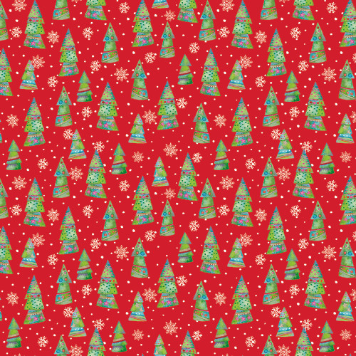 Benartex Fabrics Snow Joy Debbie Hron Red Festive Trees