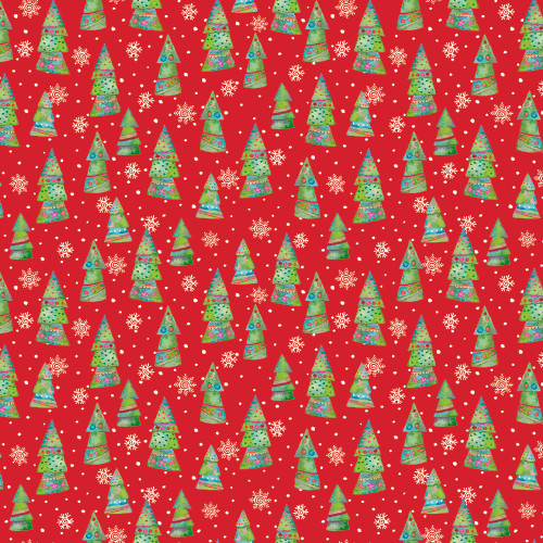 Benartex Fabrics Snow Joy Debbie Hron Red Festive Trees