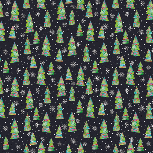 Benartex Fabrics Snow Joy Debbie Hron Black Festive Trees