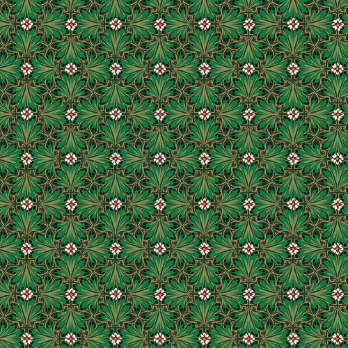 Benartex Fabrics Holiday Nouveau Green Art Nouveau Foulard