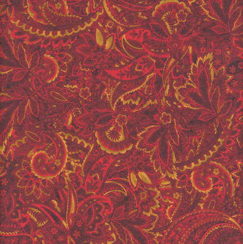 Benartex Fabrics Harvest Beauty  Kanvas Studio Paisley Scroll Red Gold