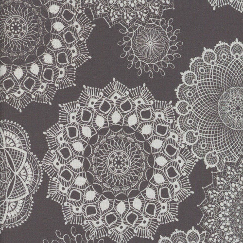 Benartex Fabrics Winter Haven Rachel Rossi Charcoal Grey Dancing Mandala