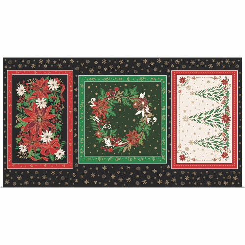 Benartex Fabrics Holiday Nouveau Black Art Nouveau Panel