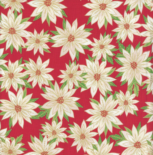 Benartex Fabrics Holiday Nouveau Crimson Red Art Nouveau Poinsettias