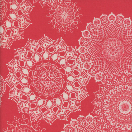 Benartex Fabrics Winter Haven Rachel Rossi Coral Pink Dancing Doilies