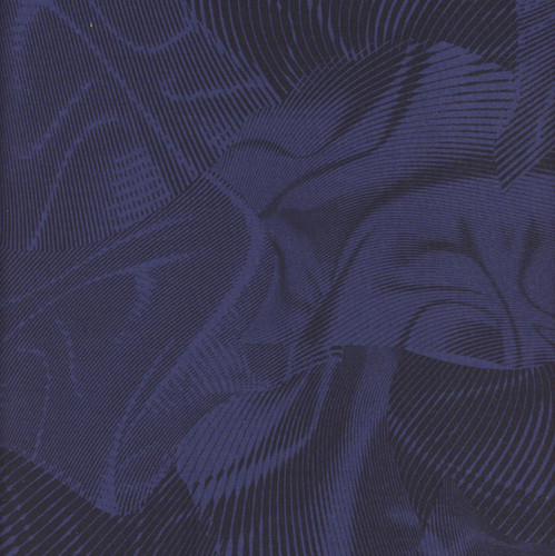 Benartex Fabrics Autumn Cats Ann Lauer Echo Texture Dark Blue, a fabric with a detailed and textured floral pattern in dark blue shades.