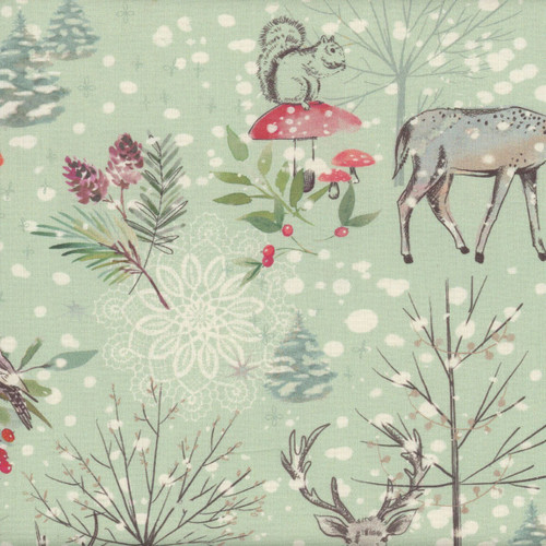 Benartex Fabrics Winter Haven Rachel Rossi Sage Green Winters Tale