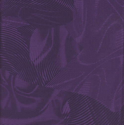Benartex Fabrics Autumn Cats Ann Lauer Echo Texture Dark Purple, fabric with abstract swirling line pattern in shades of purple.