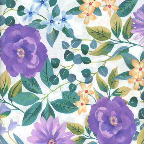 Benartex Fabrics Veronica's Garden  Kanvas Studio Veronica's Garden Floral White