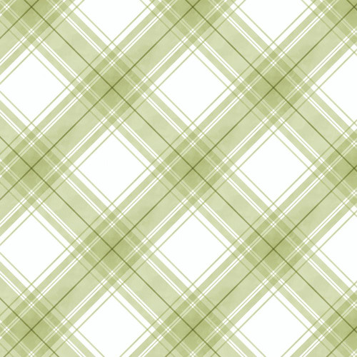 Benartex Fabrics Veronica's Garden Kanvas Studio Veronica's Garden Plaid Green, a green checkered fabric pattern with intersecting lines and diamond shapes.