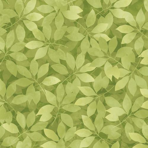 Benartex Fabrics Veronica's Garden Kanvas Studio Shadow Leaves Green, fabric with a pattern of green leaves.
