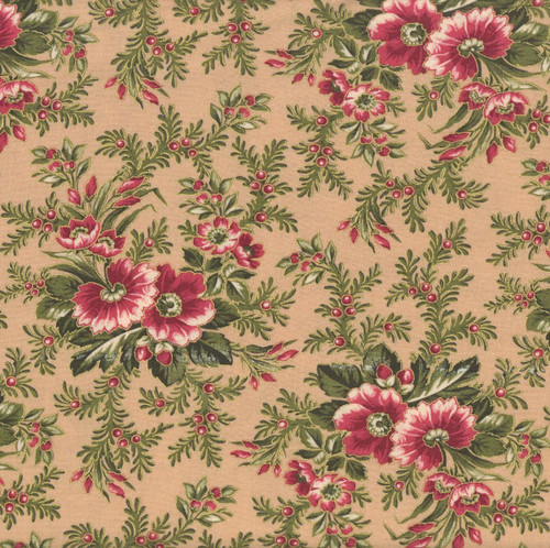 Benartex Fabrics Christmas At Home  April Cornell Dalmia Floral Spray Tan