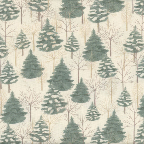 Benartex Fabrics Winter Haven Rachel Rossi Cream Pine Green Forest Pine Trees