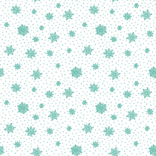 Benartex Fabrics Snow Joy Debbie Hron Turquoise Blue White Playful Snow Flakes