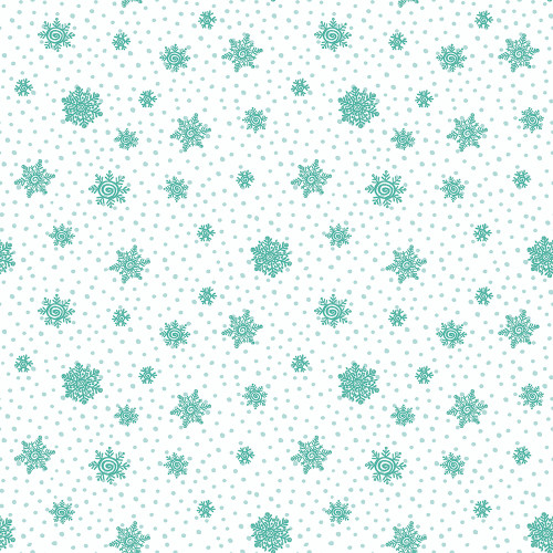 Benartex Fabrics Snow Joy Debbie Hron Turquoise Blue White Playful Snow Flakes