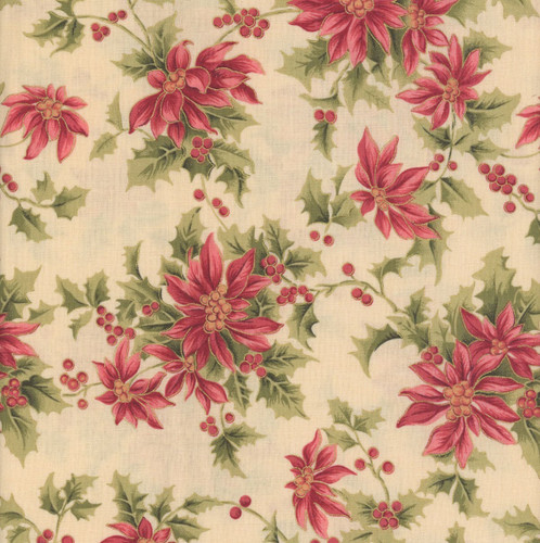 Benartex Fabrics Christmas At Home  April Cornell Noel Poinsettia Natural