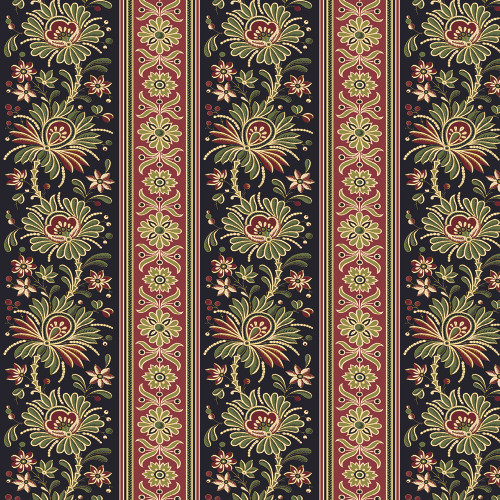 Benartex Fabrics Christmas At Home  April Cornell Kenna Stripe Black