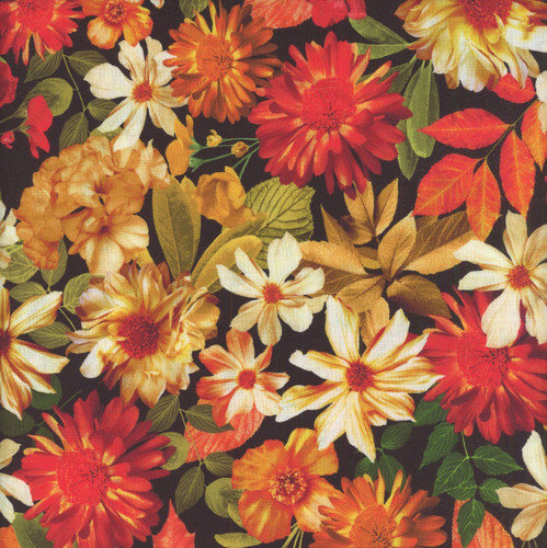 Benartex Fabrics Harvest Beauty  Kanvas Studio Autumn Garden Black Multi