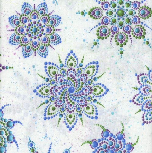 Benartex Fabrics Dragonfly Wonder  Ann Lauer Beaded Medallion White Multi
