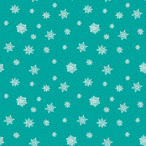 Benartex Fabrics Snow Joy Debbie Hron Turquoise Blue Playful Snow Flakes