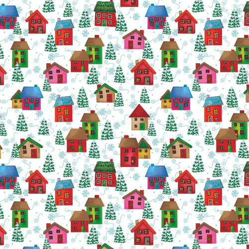 Benartex Fabrics Snow Joy Debbie Hron White Snow Village Houses