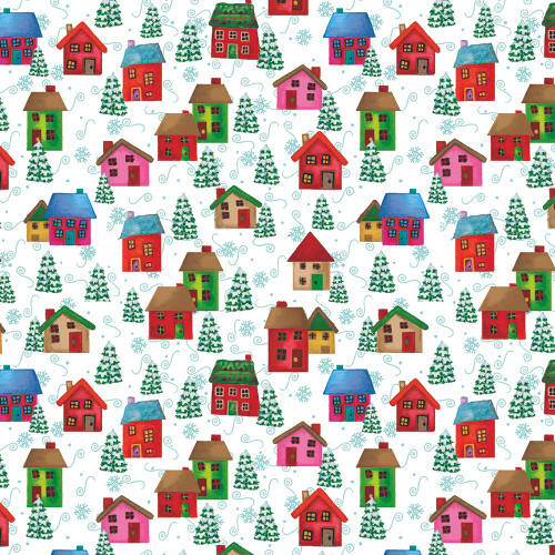 Benartex Fabrics Snow Joy Debbie Hron White Snow Village Houses