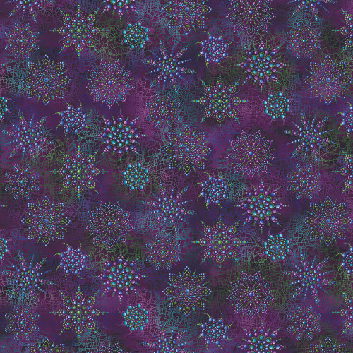 Benartex Fabrics Dragonfly Wonder  Ann Lauer Cirrus Beaded Medallion Plum Multi