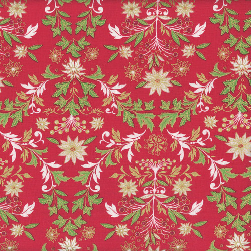 Benartex Fabrics Holiday Nouveau Crimson Red Art Nouveau Floral