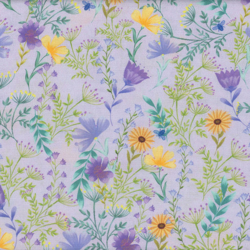Benartex Fabrics Veronica's Garden  Kanvas Studio Wildflowers Lilac