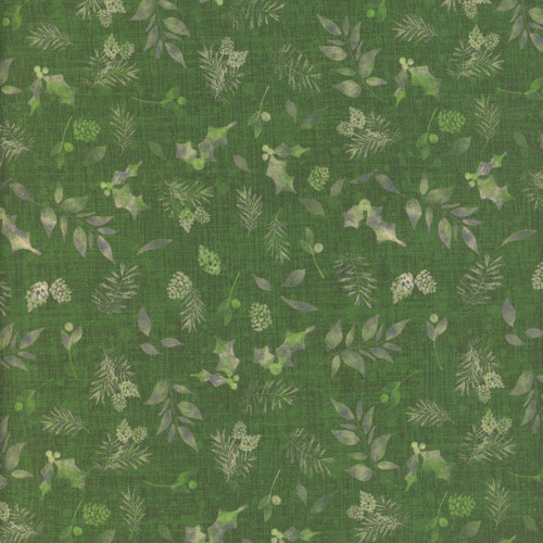 Benartex Fabrics Winter Haven Rachel Rossi Forest Green Forest Floor Leaves