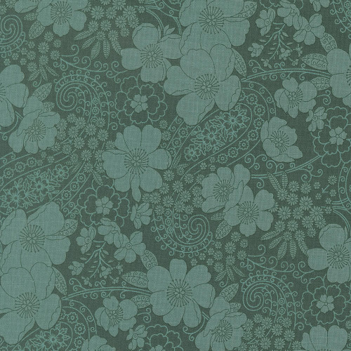 Moda Fabrics Chelsea Garden Moda Garden Party Floral Paisley Peacock Teal