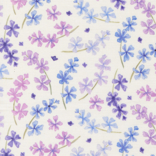 Moda Fabrics Delphinium Janet Clare Lilac Blooms Floral Snowdrop