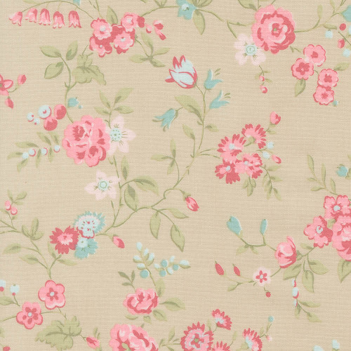 Moda Fabrics Abide Brenda Riddle Roses and Flowers Stone Tan