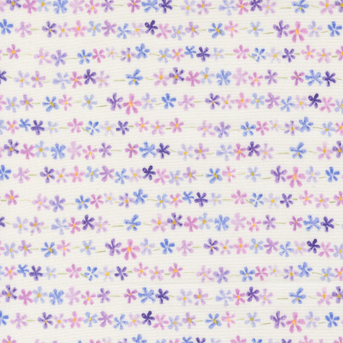 Moda Fabrics Delphinium Janet Clare Daisy Chain Floral Stripe Snowdrop