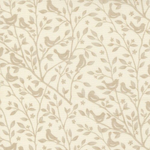 Moda Fabrics Family Tree Deb Strain Tonal Birds in Branches Warm White Natural