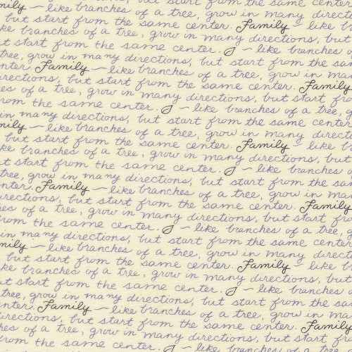 Moda Fabrics Family Tree Deb Strain Family Quotes Words Warm White Blue