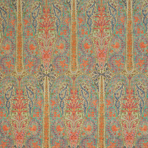 P/Kaufmann Fabrics Shetland Shawl Spice Market Orange Teal Blue Brown Kashmir Paisley