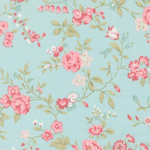 Moda Fabrics Abide Brenda Riddle Roses and Flowers Light Blue Blue