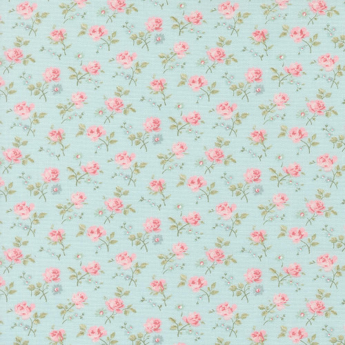 Moda Fabrics Abide Brenda Riddle Roses and Daisies Light Blue Blue