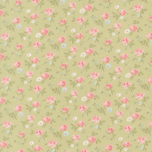 Moda Fabrics Abide Brenda Riddle Roses and Daisies Light Green Green