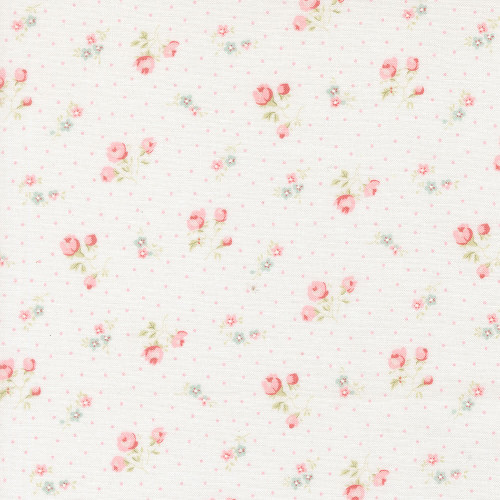 Moda Fabrics Abide Brenda Riddle Rosebuds and Dots Linen White