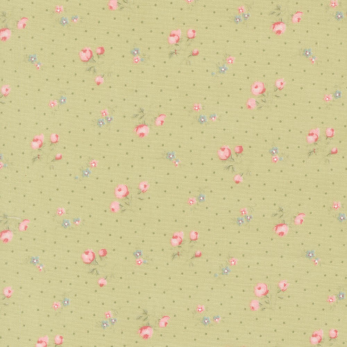 Moda Fabrics Abide Brenda Riddle Rosebuds and Dots Light Green Green